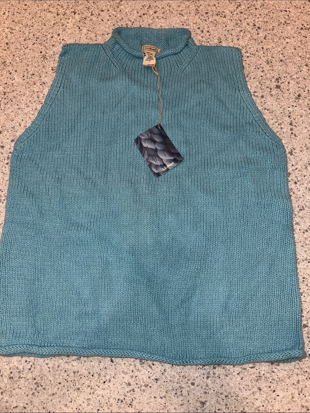 L.L. Bean Vintage Knit Sleeveless Mock-Neck Silk Cotton Sweater